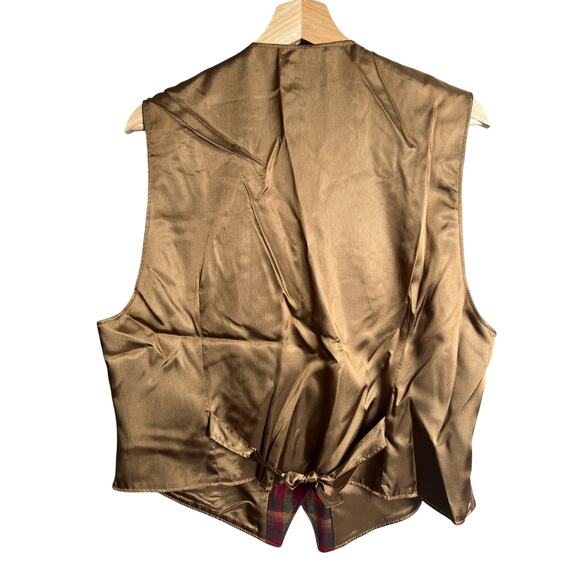 Pendleton 100% Wool Size 16 Red Vest Virgin Red & Green Plaid - Picture 2 of 5